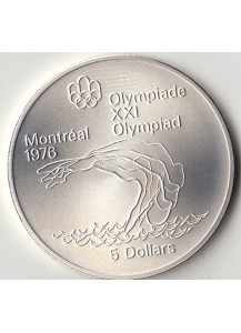 1976 - CANADA XXI Olimpiade 5 Dollari 5° Serie Tuffi dal trampolino Fdc